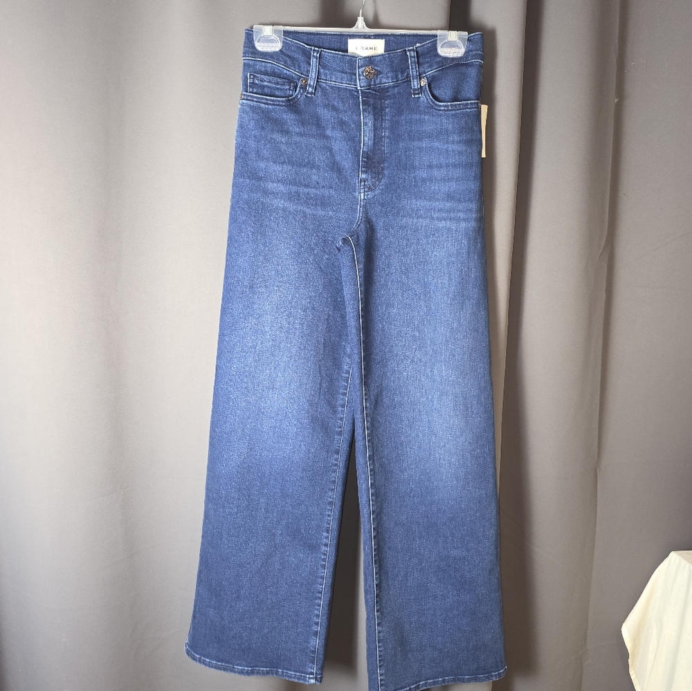 FRAME Le Slim Palazzo Jeans 27 NWT Anthropologie High Rise Wide Leg Dark Denim